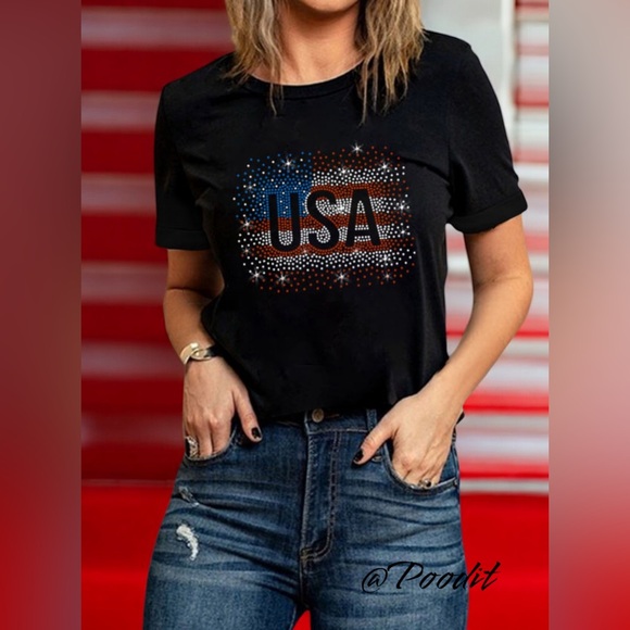 poodit Tops - USA patriotic loose fit tee S M L XL 2XL 3XL